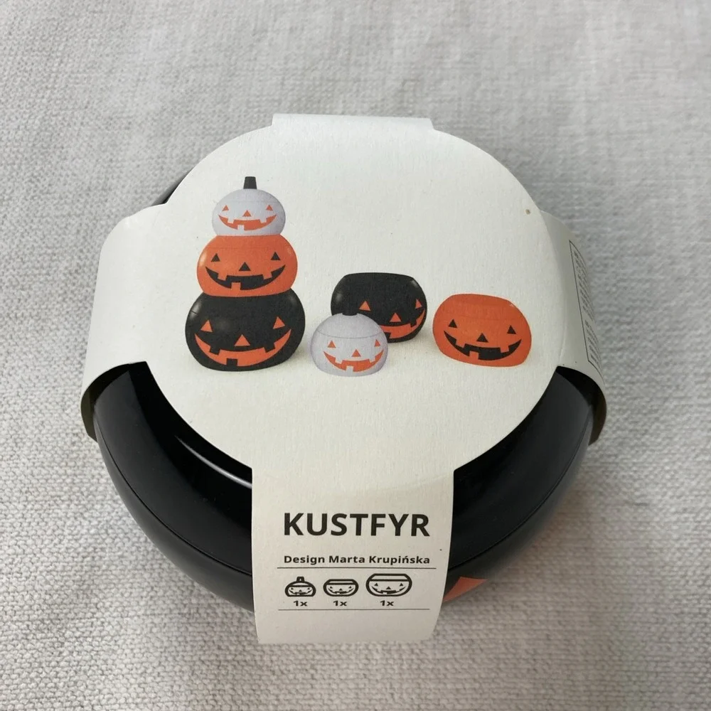 IKEA KUSTFYR 906.329.37 Pumpkin-Shaped Tin with Lid Set of 3 New